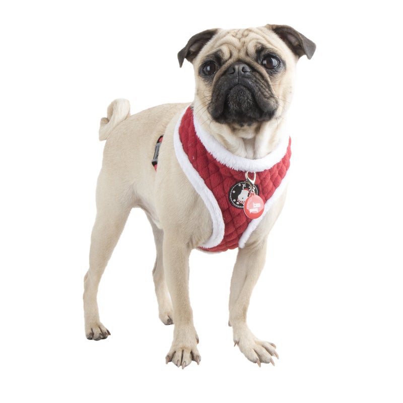 Puppia Blitzen Dog Harness Over-The-Head Warm Winter Christmas Holiday Harness Adjustable Chest for Small and Medium Dog, Red, Small - Image 3